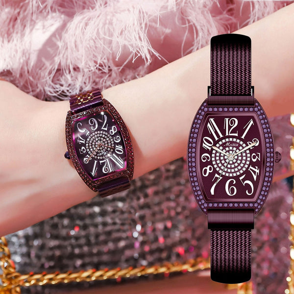 Unique Women Watches Square Dial Ladies Rhinestone Quartz Wristwatch Magnetic Buckle Strap Clock Romantic Design Reloj Mujer @50