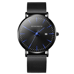 Minimalist Mens Fashion Business Watches Men Ultra Thin Stainless Steel Mesh Belt Calendar Analog Quartz Watch relogio masculino
