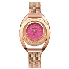 Fashion Women Watches Flow Beads Dial Ladies Quartz Wristwatch Magnetic Buckle Bracelet Strap Simple Clock Zegarki Damskie@50