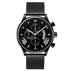 Luxury Fashion Mens Business Watches Men Casual Calendar Watch Stainless Steel Mesh Belt Quartz Wristwatch relogio masculino
