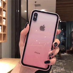 Colorful Shockproof Silicone Bumper Frame Glass Case For iPhone 11 X XR XS Max 8 7 6 6S Plus Rainbow Gradient Transparent Cover