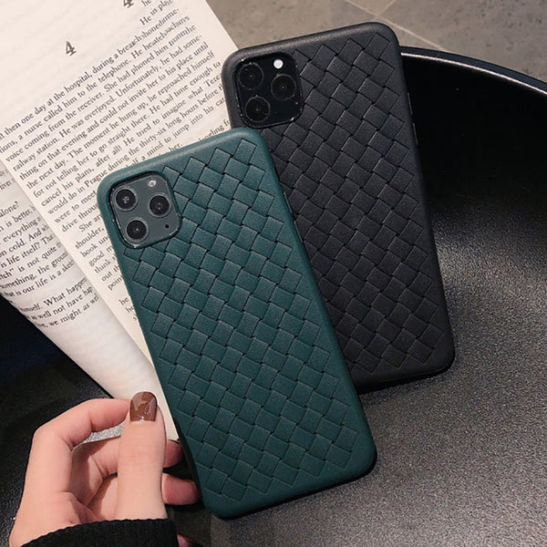 Breathable Mesh Case For iPhone 11 Pro Max XS 7 8 Plus X XR Leather TPU Weaving Grid Back Cover For iPhone11 Silicone Funda Shel