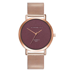 Simple Women Watches Black Dial Ladies  Quartz Wristwatch Rose Gold Mesh Belt Strap Casual Clock Gift Zegarki Damskie@50