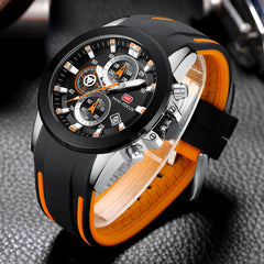 MINI FOCUS Chronograph Military Watch Men Sports Watches Mens 2019 Luxury Brand Golden Blue Silicone Men's Watch Wrist Quartz