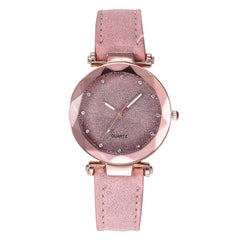 Hot Sale Watches Woman Luxury Glass Gemstone Starry Sky Clock Fashion Ladies Quartz Wristwatch Soild Color Leather Gift Watch@40