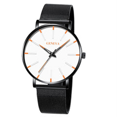 Men Watch Mesh Band Stainless Steel Analog Quartz Wristwatch Simple Unisex Business Profile Silver Gift MinimalismReloj Hombre@5