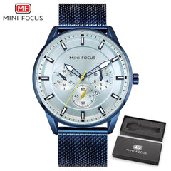 MINI FOCUS Wrist Watch Men Top Brand Luxury Famous Male Clock Mens Watches Quartz Calendar Stainless Steel Mesh Strap Relogio