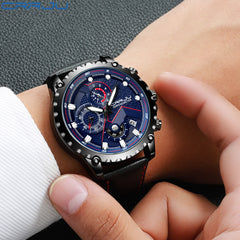 CRRJU New Men's Watch Relogio Masculino Sports Clock Men Watches Top Brand Luxury Military Leather Waterproof Clock 2019