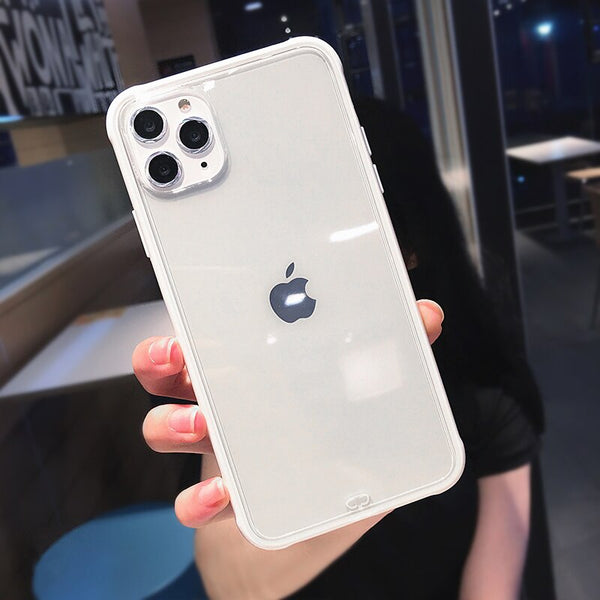 Shockproof Silicone Bumper Frame Transparent Phone Case For iPhone 11 X XS XR XS Max 8 7 6 6S Plus Clear protection Back Cover