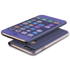 Plating Mirror Flip Case For iphone 11Pro Max XR X 8 7 6 6s Plus Cases Slim Clear Window Cover for Samsung Galaxy S8 S7 S6 A7 A5