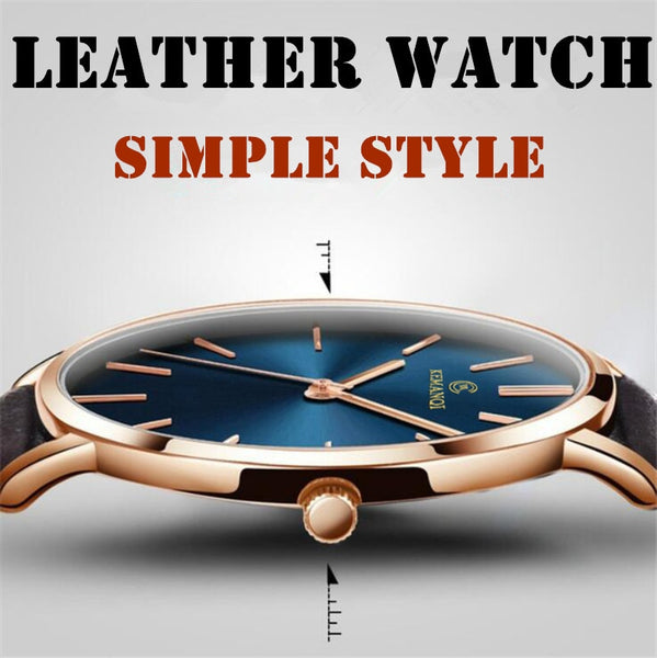 Simple Watch 8mm Men's Watch Fashion New Casual Business Leather Time Quartz Roman Male Clock Relogio Masculino saat clock