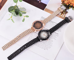 New Women Watches Stainless Steel Rhinestone Watch Unique Simple Watches Casual Quartz Wristwatches Clock Relojes Para Mujer*M