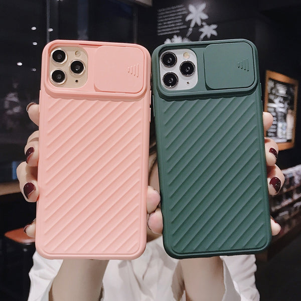 Camera protection Phone Case For iPhone 11 Pro Max XR X XS Max 7 8 6 6s Plus slide Soft Silicone Texture Shockproof Matte Cover