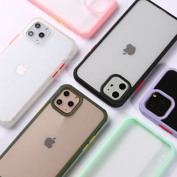 Transparent Armor case for iphone 11Pro Max X XR XS Max 7 8 6 6sPlus Colorful Silicone Frame Shockproof Back cover For iphone 11