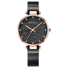 MINIFOCUS Girls Watches Womans Top Brand Luxury 2019 Black Rose Gold Watch Women Quartz Stainless Steel Women's Watch Ladies