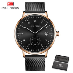 MINI FOCUS Man Watches 2020 Brand Luxury Simple Stainless Steel Watch Mens Fashion Quartz Watch Men Waterproof Black Watch Wrist