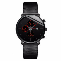 YOLAKO To Brand Fashion Men's Watch Casual Calendar Clock Alloy Mesh Belt Ultra-thin Mesh Belt Quartz Watches Chronograph