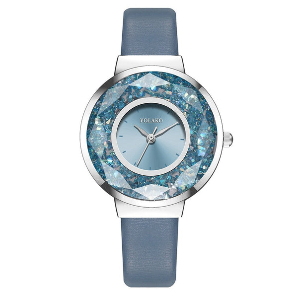 2019 Hot Watches Women Analog Luxury Glass Gemstone  Ladies Casual Clock Dress Quartz Wristwatch Leather Strap Zegarki Damskie@5