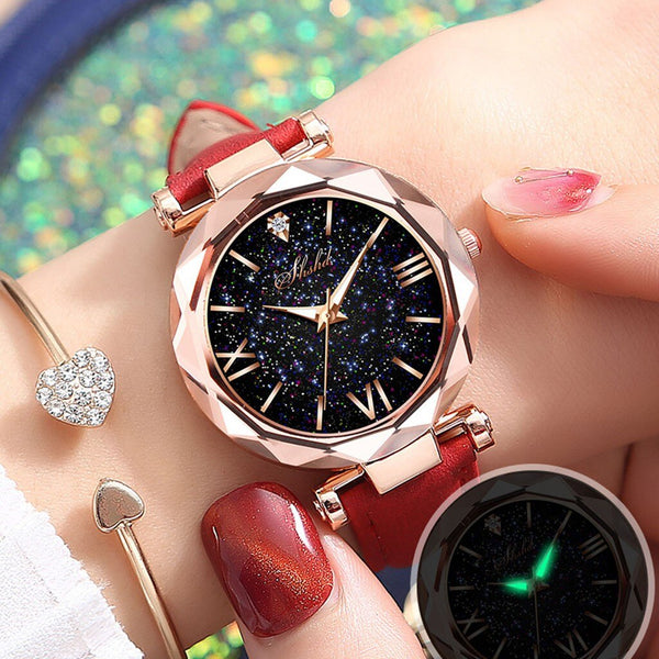 Luxury Women Watches Starry Sky Female Clock Quartz Wristwatch Fashion Ladies Leather Strap Clock Dress Gift 2020 Reloj Mujer *M