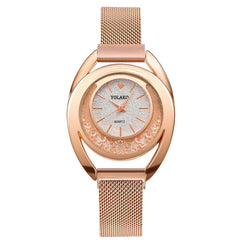 Fashion Women Watches Flow Beads Dial Ladies Quartz Wristwatch Magnetic Buckle Bracelet Strap Simple Clock Zegarki Damskie@50