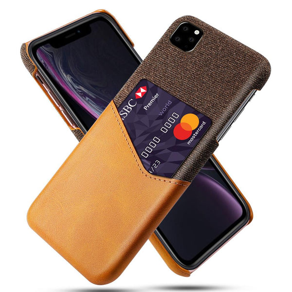Luxury Case for iPhone 11 2019 11 Pro Max Leather & Fabric Card Wallet Phone Case for iPhone X XS XR 8 7 6s 6 Plus Back Cover