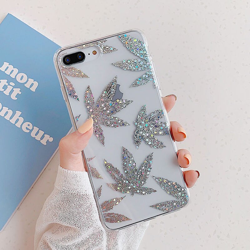 Gold Leaves Transparent Case For iPhone 11 8 7 Plus X XS Max XR Clear Back Cover Soft Silicone Cover For iPhone 11 Pro Max