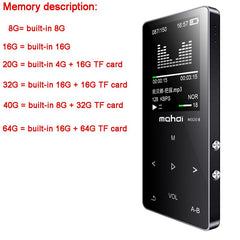 MP3 Player with bluetooth Speaker touch keys hi fi fm radio micro USB mp3 sport MP 3 HiFi music player portable metal walkman