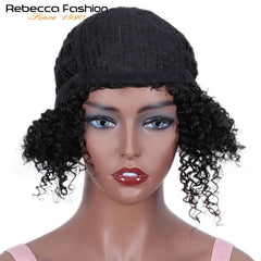 Rebecca Afro Kinky Curly Hair Peruvian Human Remy Hair Wigs Machine Made Short Human Hair Wigs For Women Nature Black Color