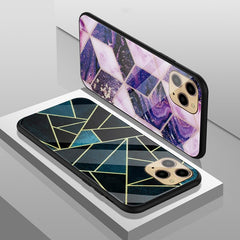 Glass  Case For iPhone 11 X XS MAX XR 6 6S 7 8 Plus Phone Cases Tempered Glass Geometric Marble Pattern Cover For iPhone XS Max