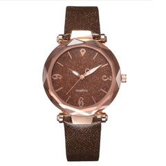 Fashion Starry Sky Watches For Women Crystal Analog Quartz Wristwatches Ladies Sports Clock Dial Leather Strap Zegarki Damskie*X