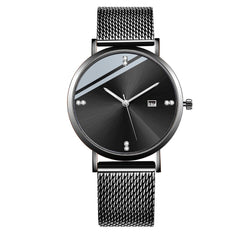 SOXY Brand Luxury Men's Watch Quartz with Rhinestone Date Simple Dial Stainless Steel Strap Male Clock Erkek Kol Saati