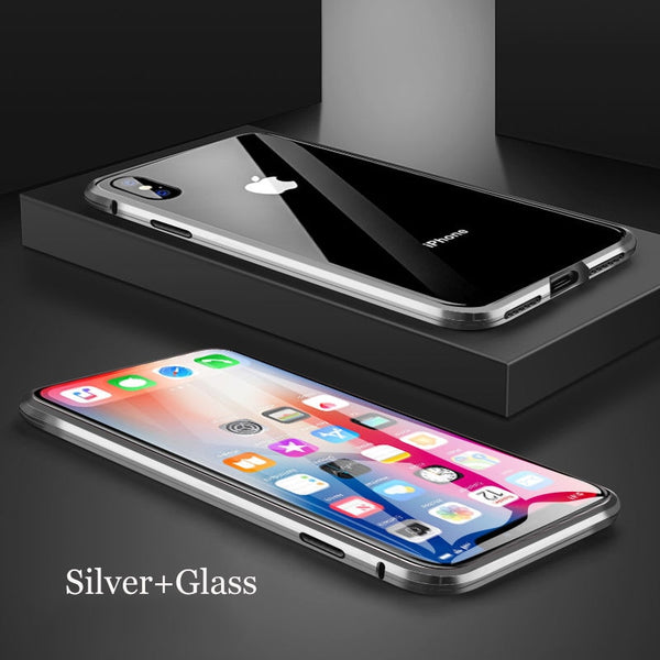 Front +Back 360 Magnetic Adsorption Metal Glass Case For iphone 7 8 Plus Phone Case For iphone 11 Pro Max XR X XS MAX 6 6S Cover