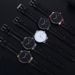 Casual Quartz Clock Round Dial Three-pin Trend Leather Strap Scale Watch Fashion Men's Watches Reloj Hombre