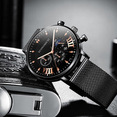 relogio masculino 2020 Fashion Mens Business Watches Men Date Calendar Clock Luxury Stainless Steel Mesh Belt Quartz Wrist Watch