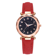 Best Selling Women Watches Irregular Starry Sky Dial Ladies Analog Quartz Wristwatch Soild Color Leather Strap Clock Kol Saati50
