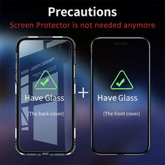 360 Magnetic Metal Phone Case For iphone 7 8 6 Plus Double Side Glass For iphone X XR XS MAX 6 6S plus 9H tempered glass Cover