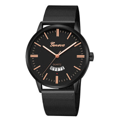 Men's Watch Mesh with Metallic Large Dial Military Quartz Sport Watch Elegant Men's Watch Calendar Relogio Masculino