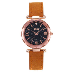 Fashion Elegant Women Luxurious Women's Casual Quartz Leather Band Starry Sky Watch Analog Wrist Watch Dress Zegarki Damskie*M