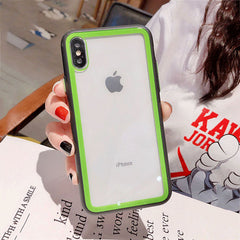 Colorful Frame Shockproof Tempered Glass Phone Case For iphone 11Pro Max XR XS Max 8 7 6 6s Plus Silicone Transparent Back Cover
