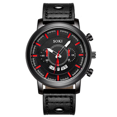 SOKI Men Watch Luxury Fashion Silica Gel Leather Quartz Analog watches men wrist watches day date relogios masculino