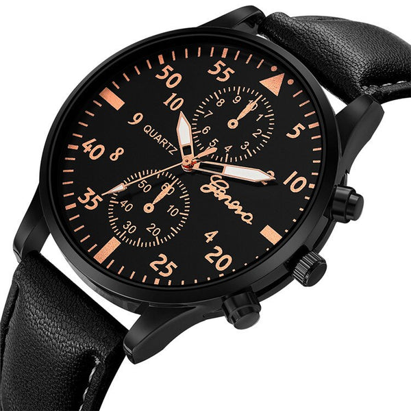 Men's Watch New Fashion Sports Time Leather Strap Military Watches Chronograph Quartz Clock Relogio Masculino