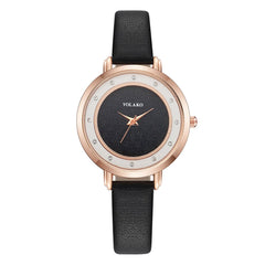 Casual Style Women Watches Dot Rhinestone Dial Ladies Analog Quartz Wristwatch Design Simple Leather Clock Gift Montre Femme@50