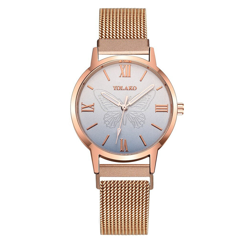 Women Watches Luxury Rose Gold Relief Dial Bracelet Magnet Mesh Band Quartz Wristwatch Ladies Female NEW Gift Clock Reloj Mujer*