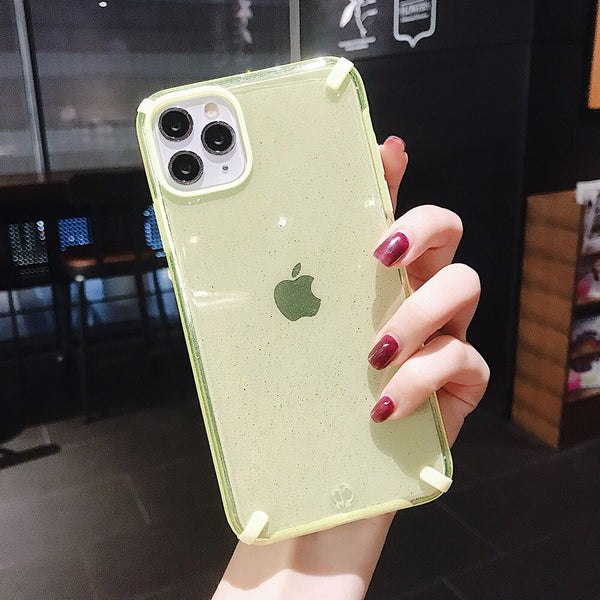 Shockproof Glitter Clear Phone Case for iPhone Xr Xs Max X 7 8 Soft TPU Transparent Back Cases for iPhone 11 11 Pro Max 7 8 Plus