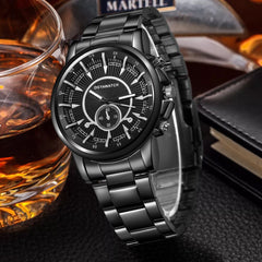 Luxury Watch Men Male relogio masculino Men's Business Watch Fashion Black Relojes Full Steel Wristwatch erkek kol saat DropShip