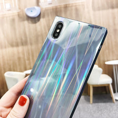 Silicone Shockproof Bumper Rainbow Shining Phone Case For iphone 7 8 6 6sPlus square Laser case For iPhone X Soft TPU Back Cover