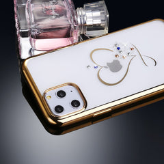 Fashion Love Heart Diamond Phone Case For iPhone 11 Pro X XR XS MAX 7 8 6 6s Plus Plating Transparent Soft Silicone Back Cover