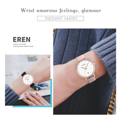 Creative Women Watches Dot Golden Border Dial Ladies Quartz Wristwatch Simple Leather Strap Clock Fashion Gift Zegarki Damskie@5