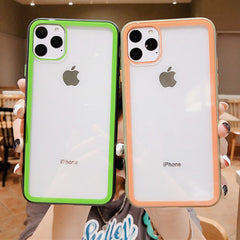 Colorful Frame Shockproof Tempered Glass Phone Case For iphone 11Pro Max XR XS Max 8 7 6 6s Plus Silicone Transparent Back Cover
