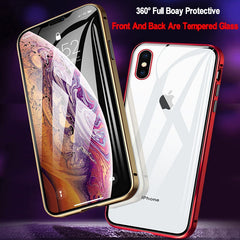 Front +Back 360 Magnetic Adsorption Metal Glass Case For iphone 7 8 Plus Phone Case For iphone 11 Pro Max XR X XS MAX 6 6S Cover